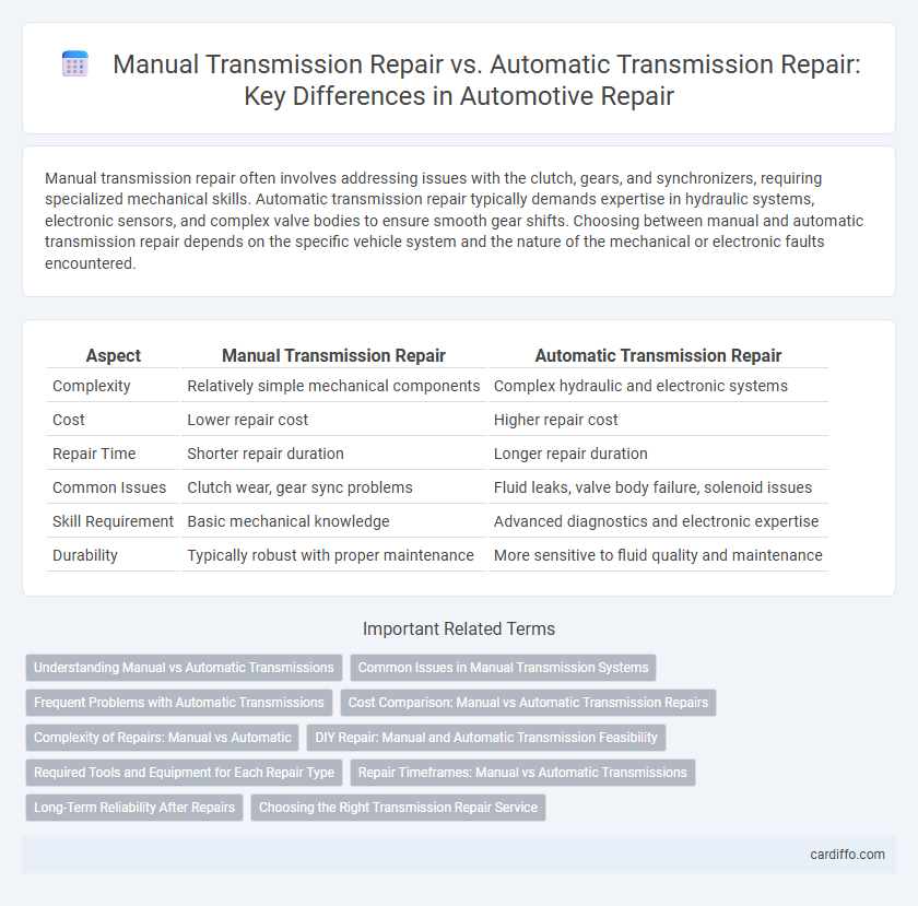 Manual Transmission Repair vs. Automatic Transmission Repair: Key Differences in Automotive Repair