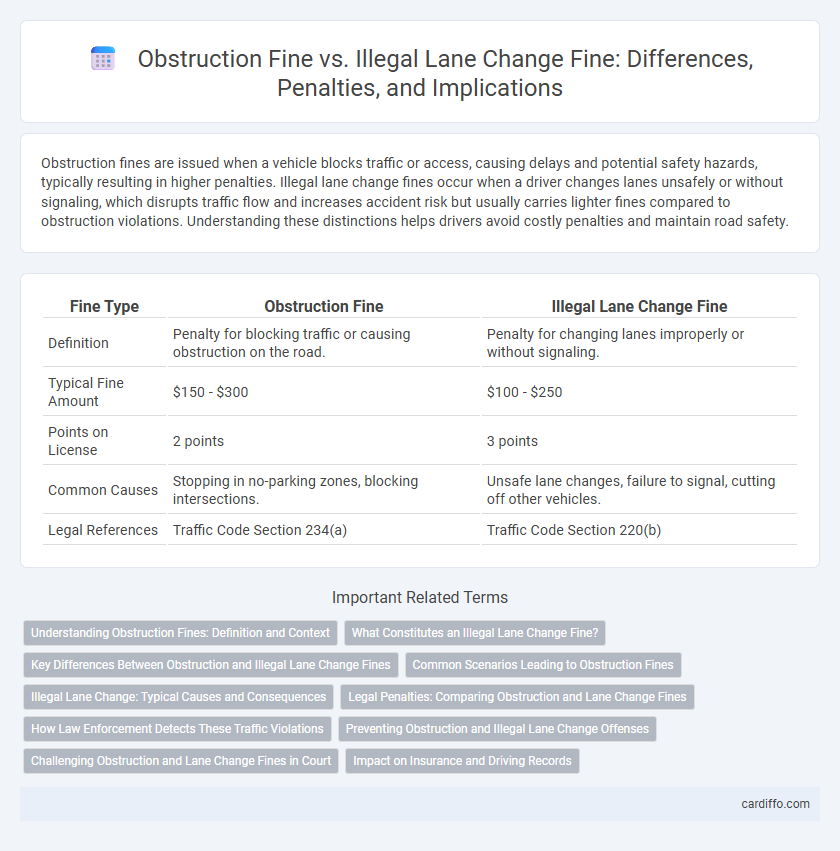 Obstruction Fine vs. Illegal Lane Change Fine: Differences, Penalties, and Implications