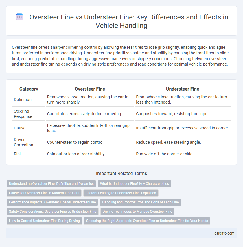 Oversteer Fine vs Understeer Fine: Key Differences and Effects in Vehicle Handling