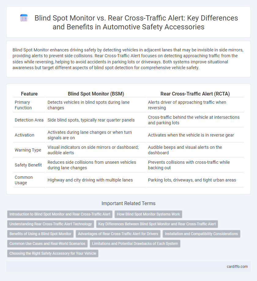 Blind Spot Monitor vs. Rear Cross-Traffic Alert: Key Differences and Benefits in Automotive Safety Accessories