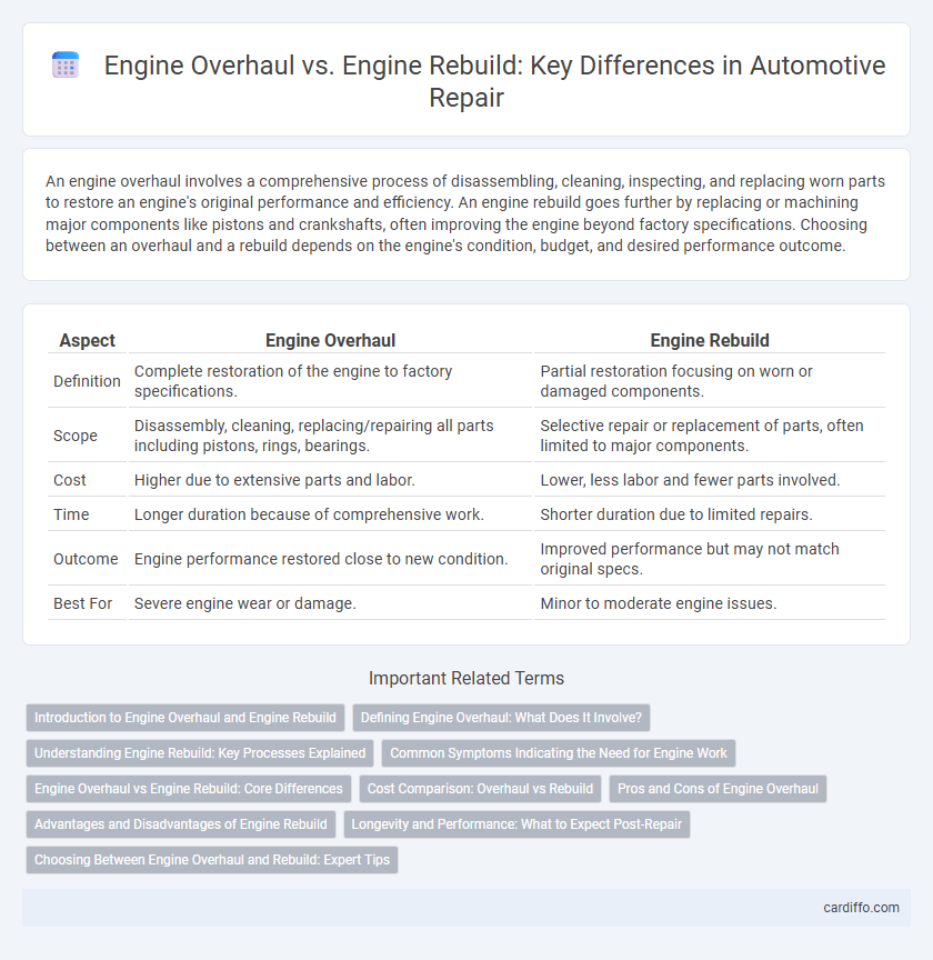 Engine Overhaul vs. Engine Rebuild: Key Differences in Automotive Repair
