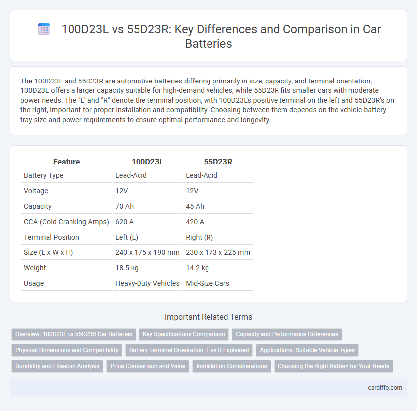 100D23L vs 55D23R: Key Differences and Comparison in Car Batteries
