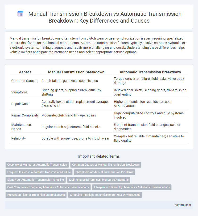 Manual Transmission Breakdown vs Automatic Transmission Breakdown: Key Differences and Causes