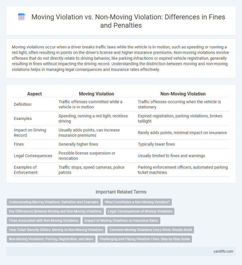 Moving Violation vs. Non-Moving Violation: Differences in Fines and Penalties