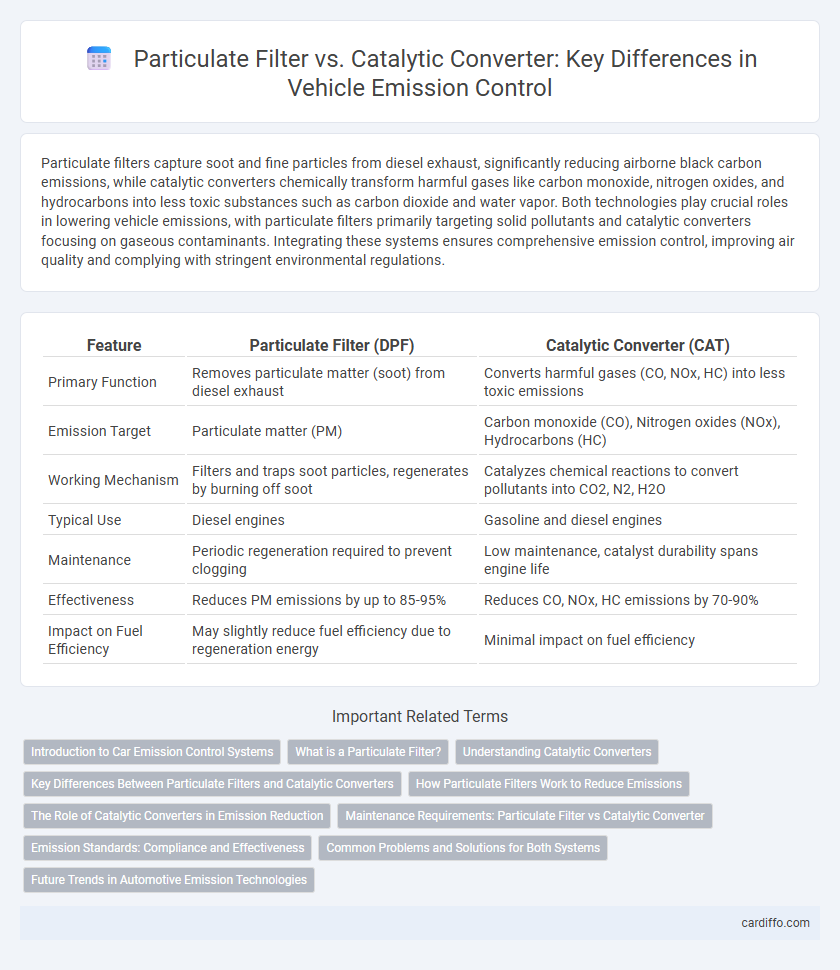 Particulate Filter vs. Catalytic Converter: Key Differences in Vehicle Emission Control
