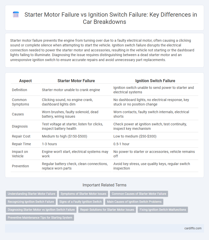 Starter Motor Failure vs Ignition Switch Failure: Key Differences in Car Breakdowns