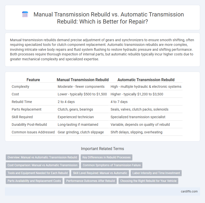 Manual Transmission Rebuild vs. Automatic Transmission Rebuild: Which is Better for Repair?