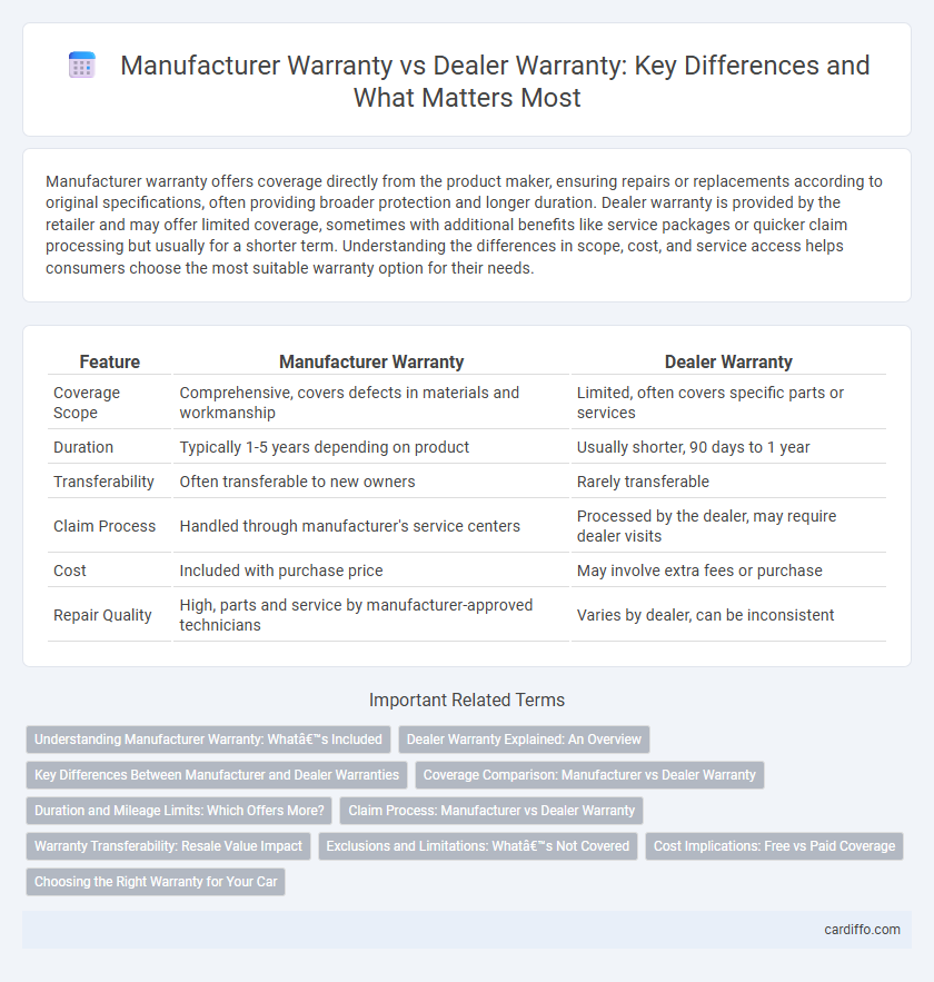 Manufacturer Warranty vs Dealer Warranty: Key Differences and What Matters Most