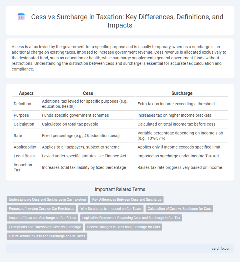 Cess vs Surcharge in Taxation: Key Differences, Definitions, and Impacts