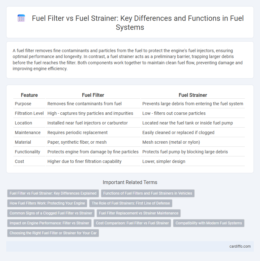 Fuel Filter vs Fuel Strainer: Key Differences and Functions in Fuel Systems