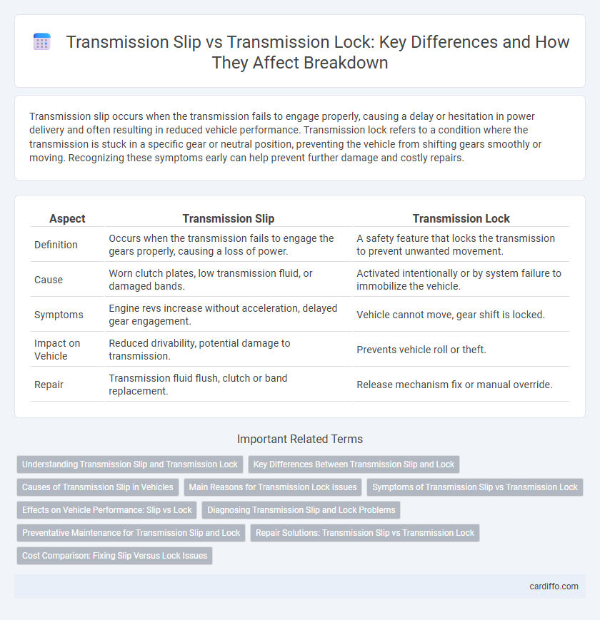 Transmission Slip vs Transmission Lock: Key Differences and How They Affect Breakdown