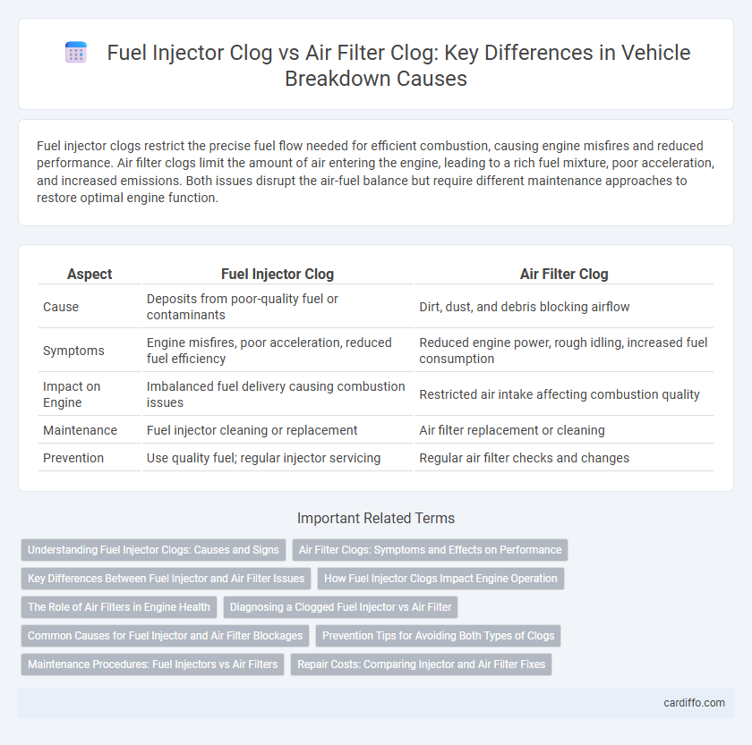Fuel Injector Clog vs Air Filter Clog: Key Differences in Vehicle Breakdown Causes