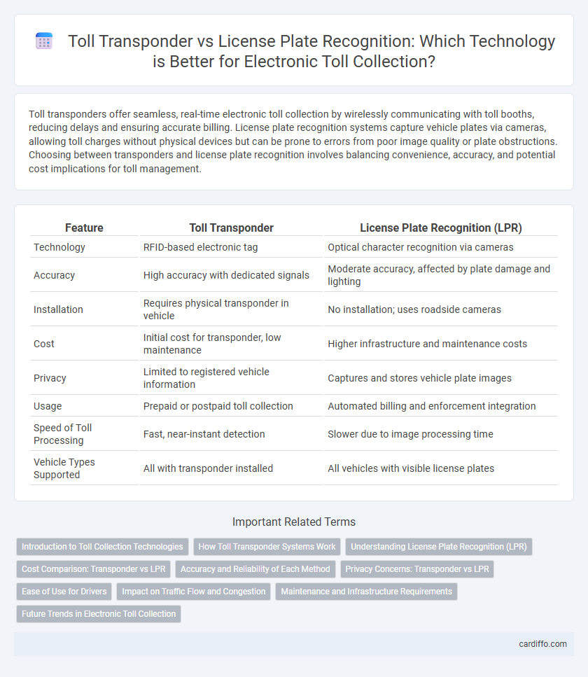 Toll Transponder vs License Plate Recognition: Which Technology is Better for Electronic Toll Collection?